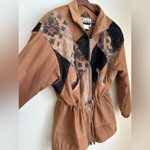 VINTAGE 90s PELLE CUIR Leather Patchwork Coat
